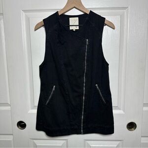 Stray Heart Women’s Size Medium Black Cotton Vest Zip Motorcycle Moto Goth